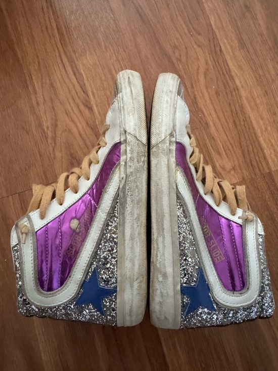Golden Goose High-Top Sneakers Purple, Blue, Silver Glitter Sz 8.5 / 38 - Picture 2 of 4